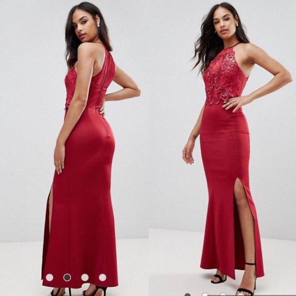 Lipsy Dresses & Skirts - 🛑❌ SOLD❌🛑Red lace fishtail Occasion Dress🔥🔥